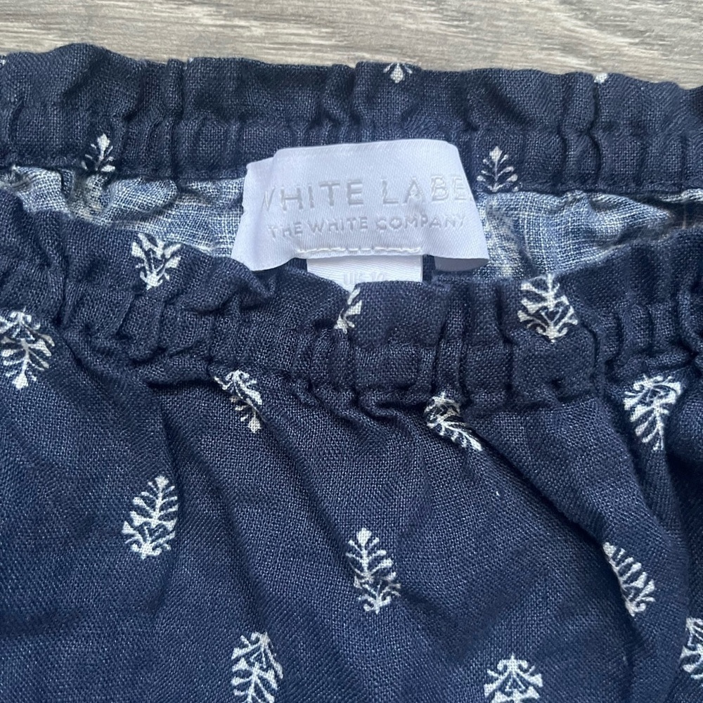 The White Company 100% Linen Navy White Leaf Short Sleeve Top Size 10 Spring - Picture 4 of 8
